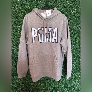 Puma Heather Gray Hoodie with Blue Outline Logo